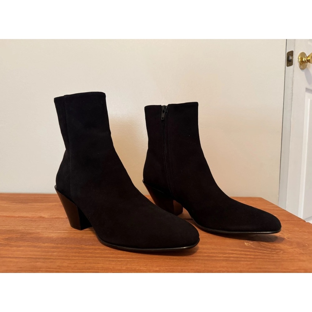 Roberto Festa Black Suede Ankle Booties with Block Heel - Picture 3 of 4